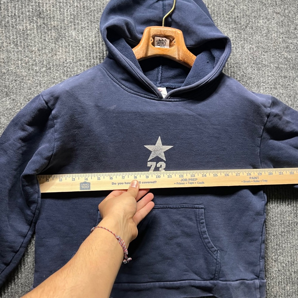 Billabong Hoodie Kids‎ Size 12 Navy Blue 73 Star Graphic Pullover Sweatshirt - Picture 6 of 8